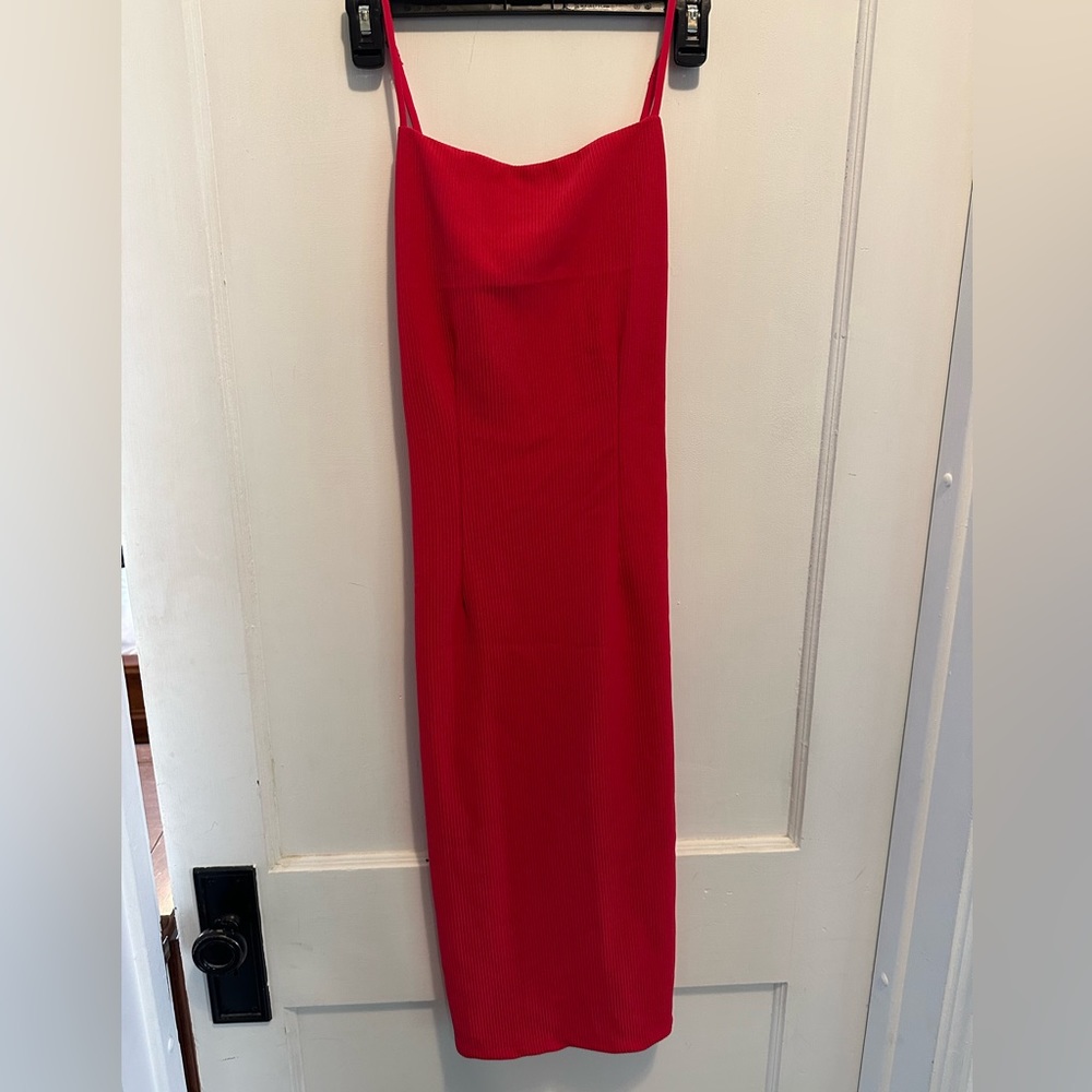 Fuscia (red/pink) Midi dress. Size Medium NWT